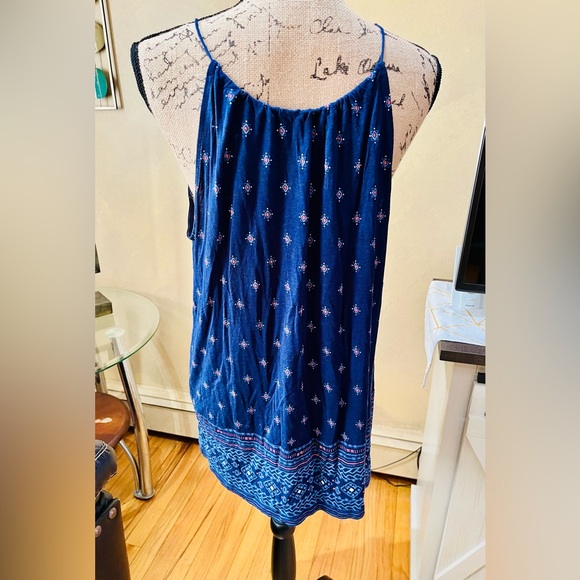 Old Navy Printed Boho Tunic Sleeveless top with fringe tie on front neckline - Picture 8 of 10